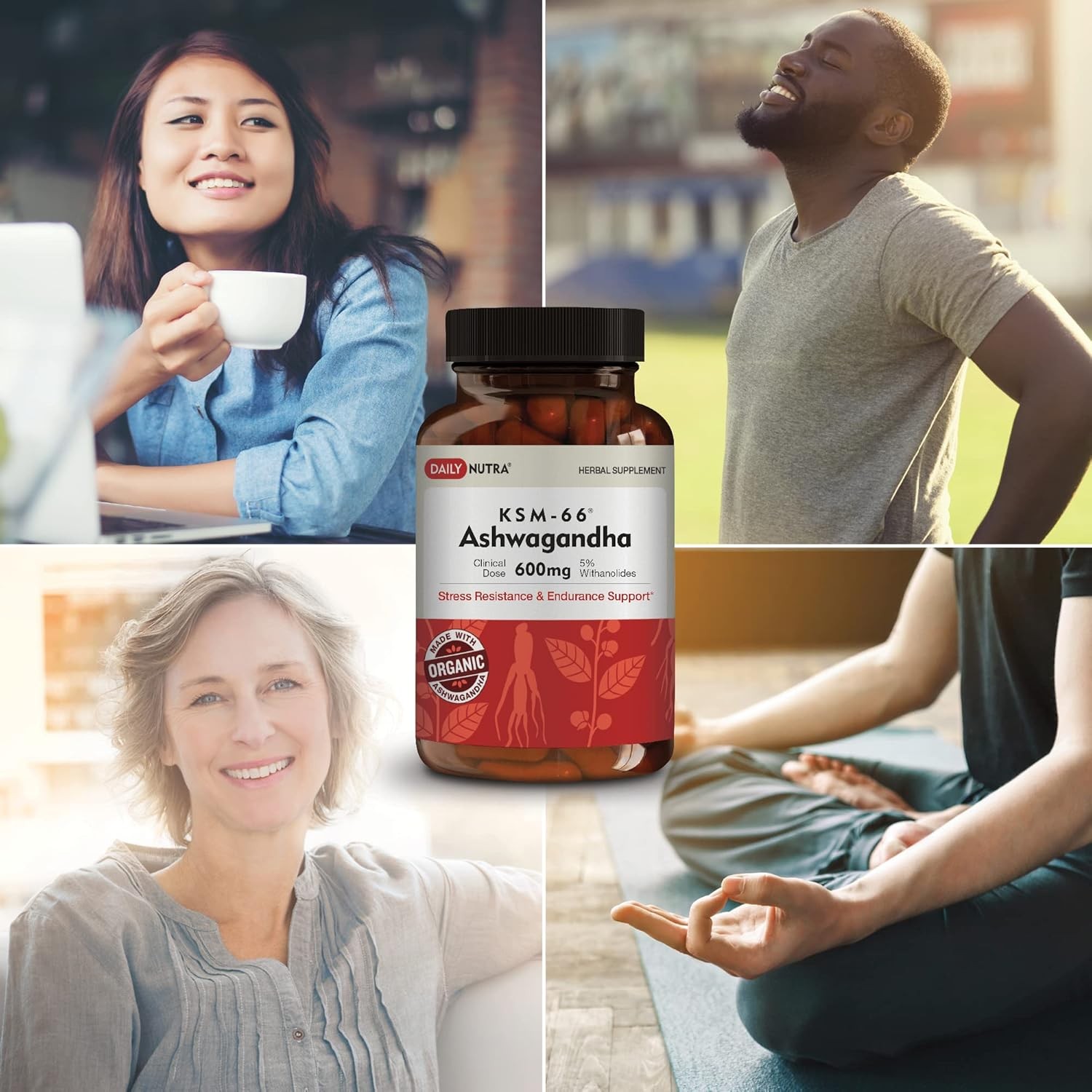 Ashwagandha 600mg KSM-66 Organic Root Extract 90 Capsules Supplement