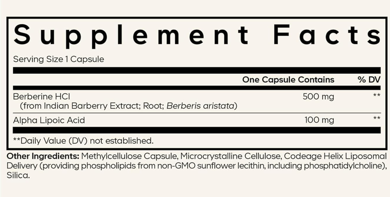 Berberine Phytosome Beyond Vitamins Codeage Dietary Supplement 60 Capsules