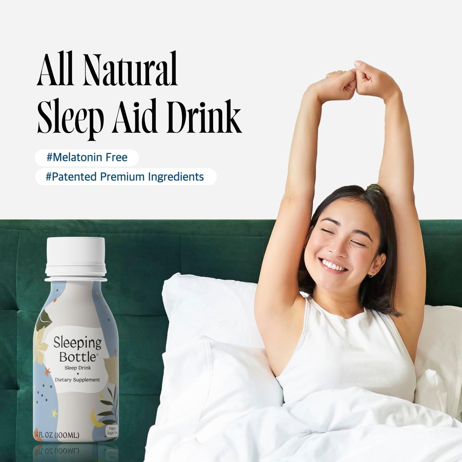 Sleep Aid Drink, Melatonin Free, Vegan, No-Sugar, Cherry (3.4 Fl Oz, Pack of 10)