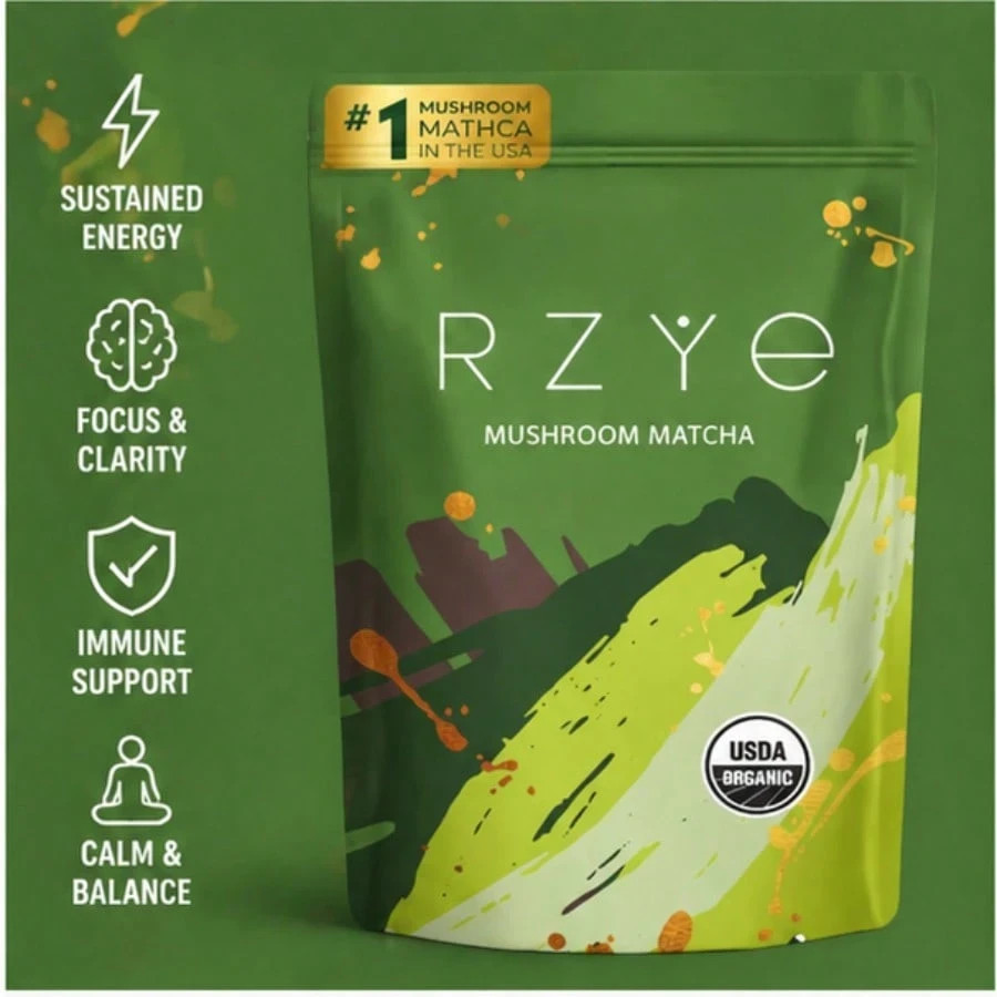 Organic Ryze Mushroom Matcha Powder 6 Mushroom Blend Focus Immunity 30 Servings