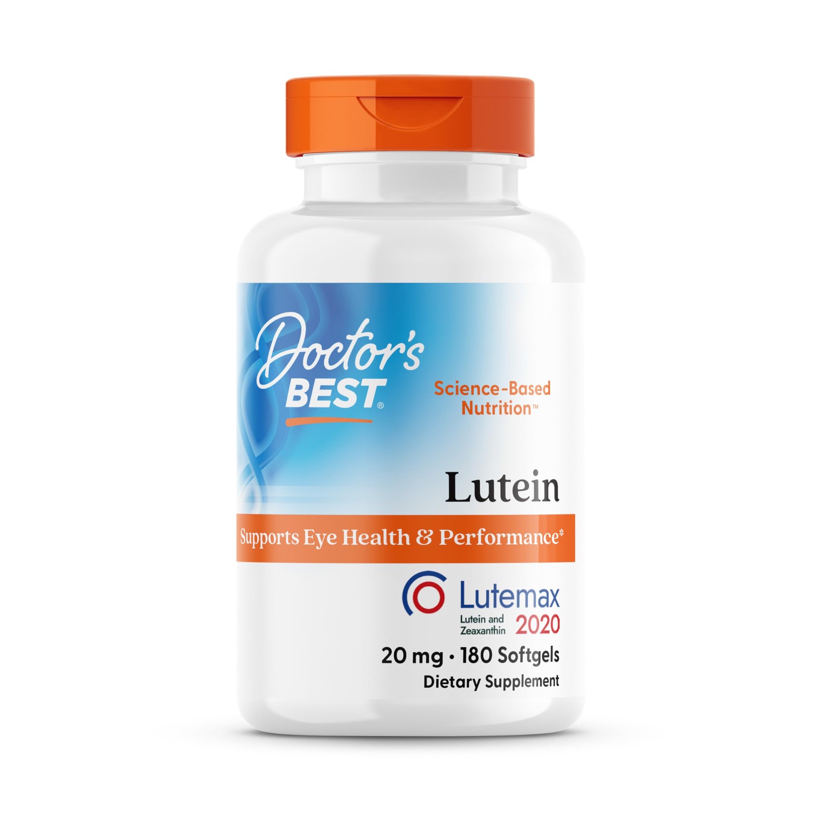 Doctor’s Best Lutein Supplement 20mg with 180 Count (Pack of 1), No Color