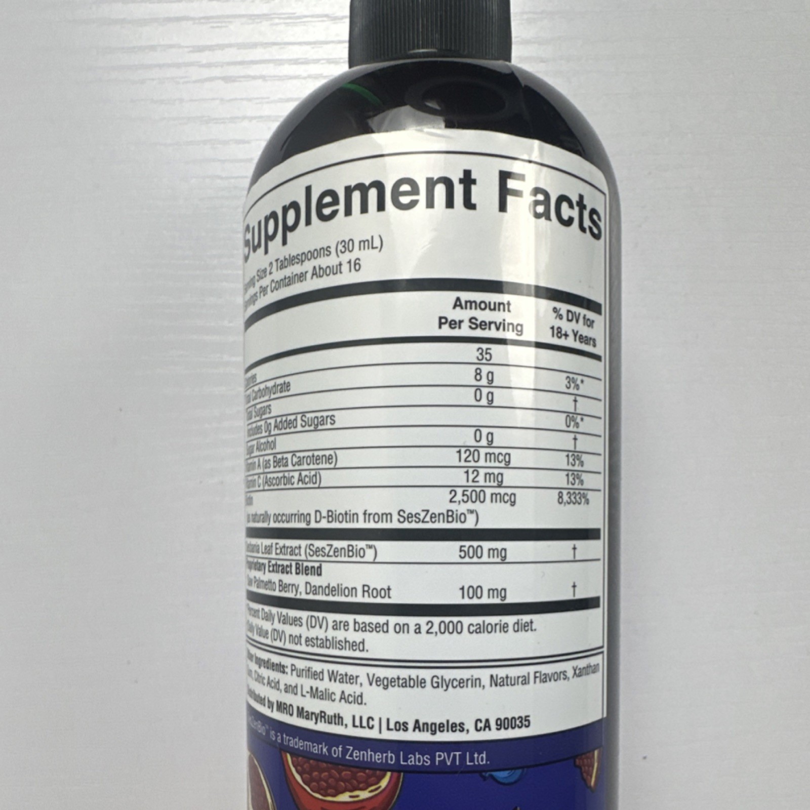 MaryRuth’s Daily Liquid Hair Support Vegan Gluten-Free Blueberry Pom 16oz