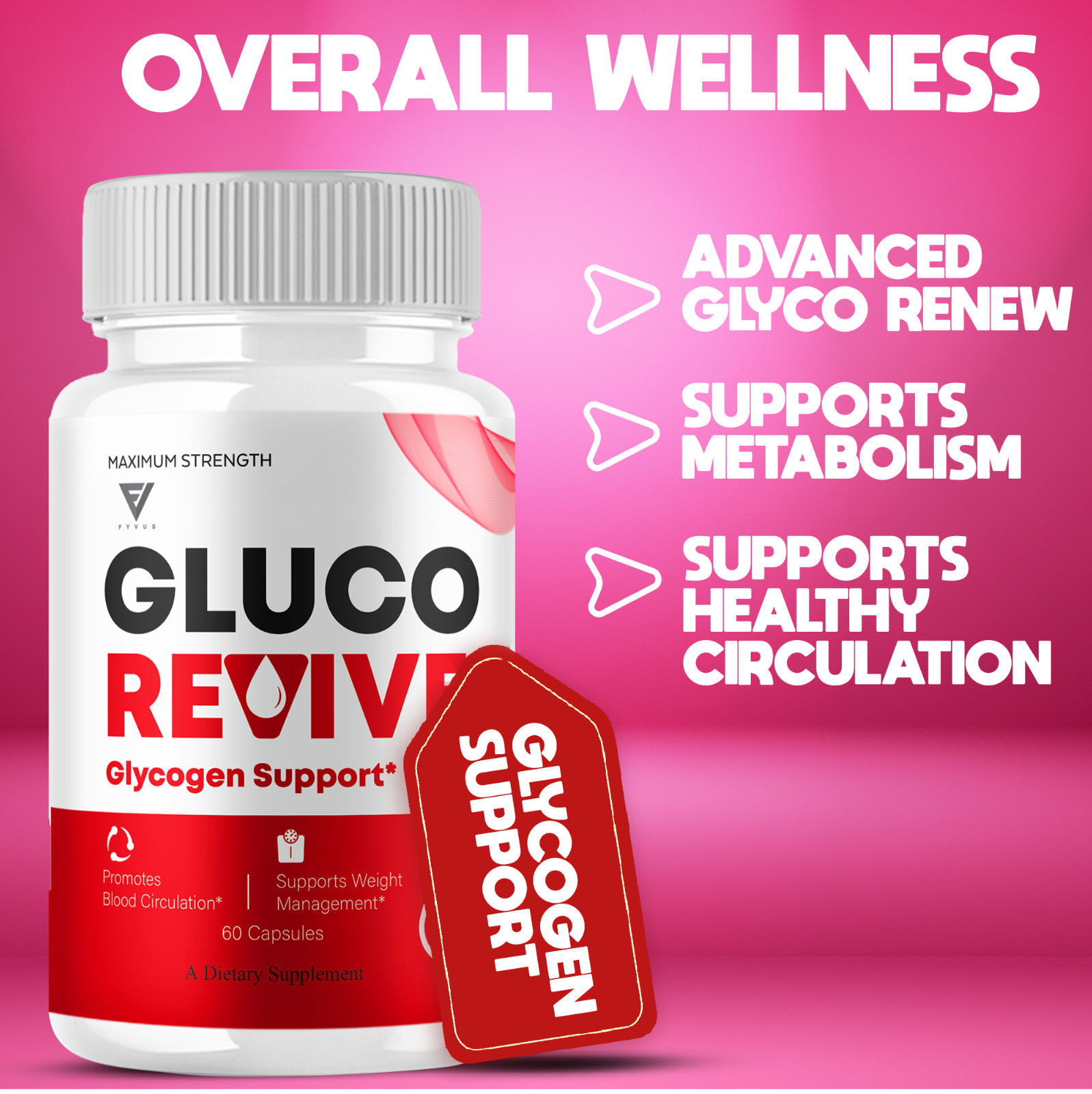 Gluco Revive Blood Support Supplement GlucoRevive Pills (60 Capsules)