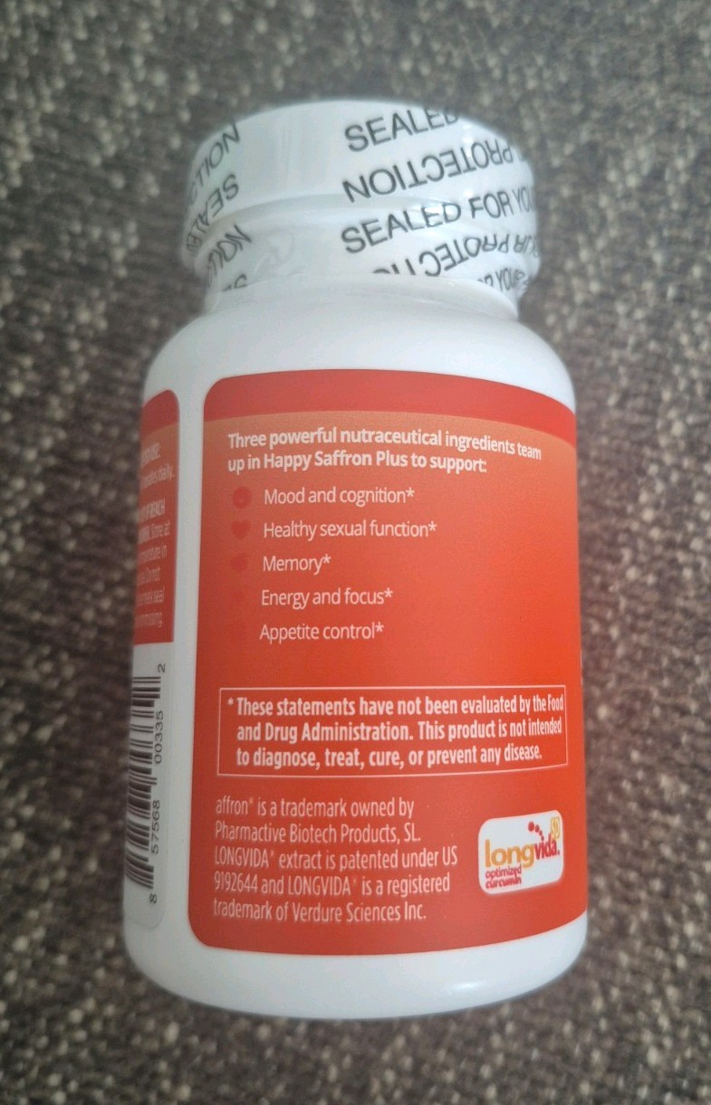 BrainMD Happy Saffron Plus Vegan Capsules Mood Memory Sexual Function 90 ct