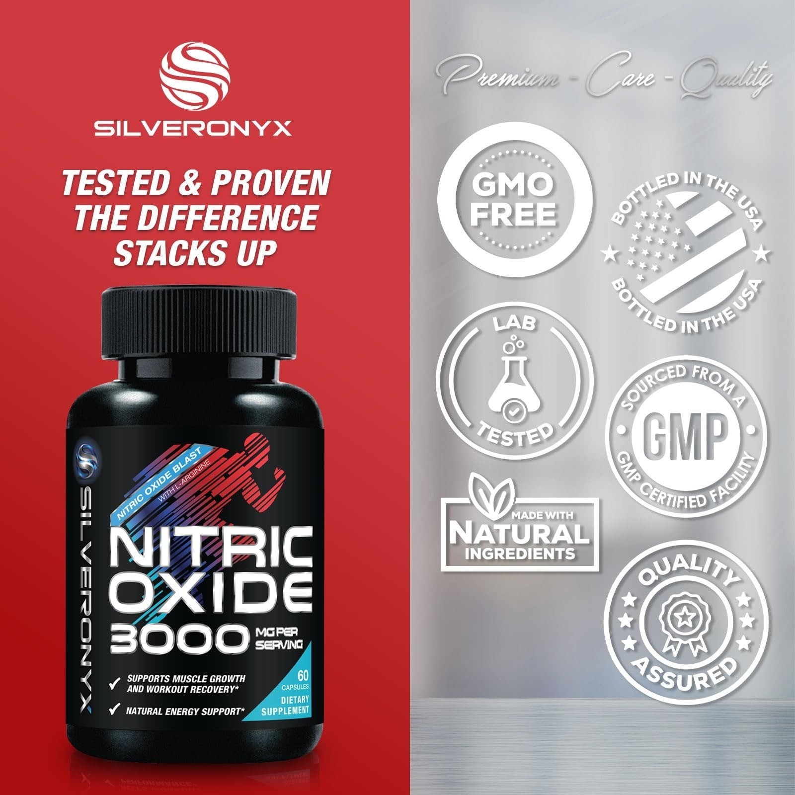 SilverOnyx Extra Strength Nitric Oxide Booster 60 Capsules