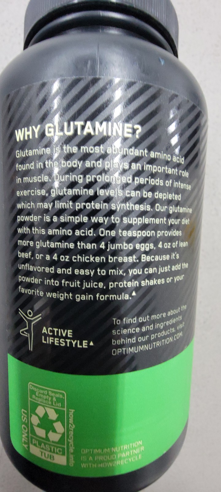 Optimum Nutrition L-Glutamine Powder Unflavored Amino Acid Support 10.58 oz