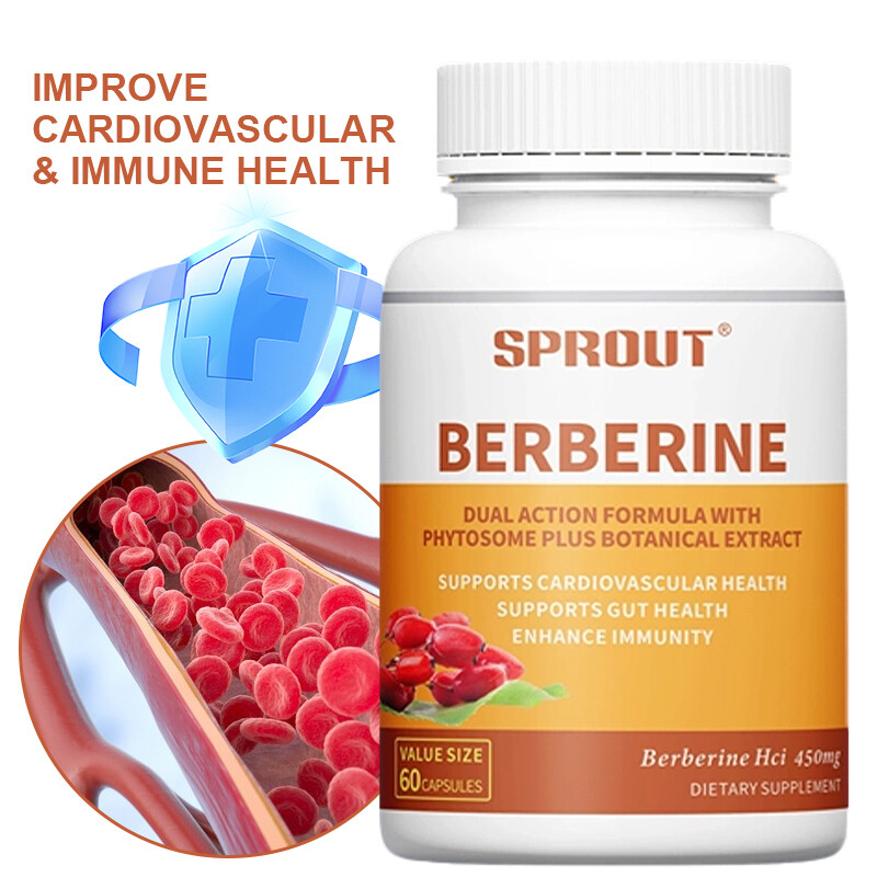 Berberine 450mg Extra Strength Formula Capsules Supports Cardiovascular Health