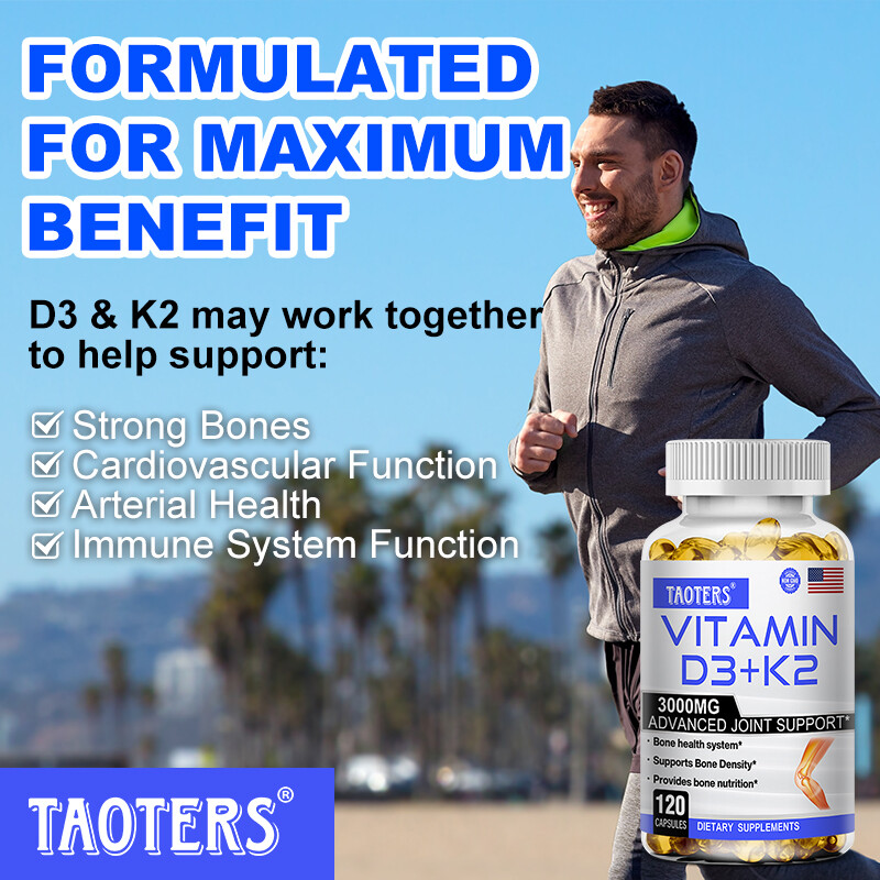 Vitamin D3 5000IU + K2 MK7 Calcium Absorption & Bone Health 120 Softgels