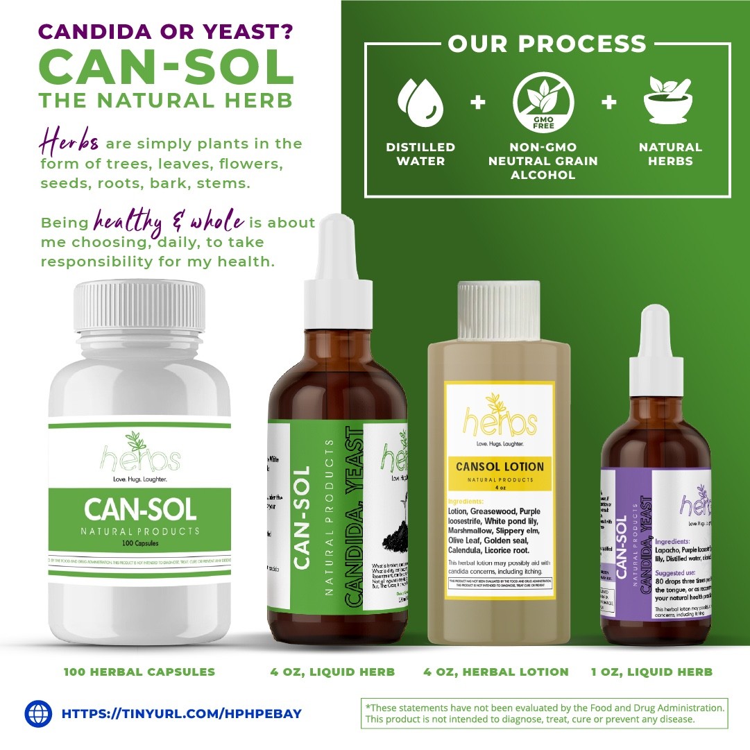 CAN-SOL 4 oz Liquid Natural Herbal Extract Supplement for Candida & Yeast