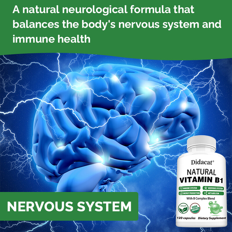 Natural Vitamin B1 Capsules – with 8 Essential Vitamin B Complex for Men & Women