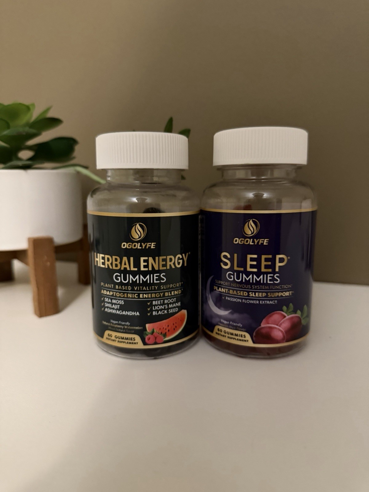 OGOLYFE Energy & Sleep Support 60 Gummies w/ Sea Moss, Shilajit, Ashwagandha
