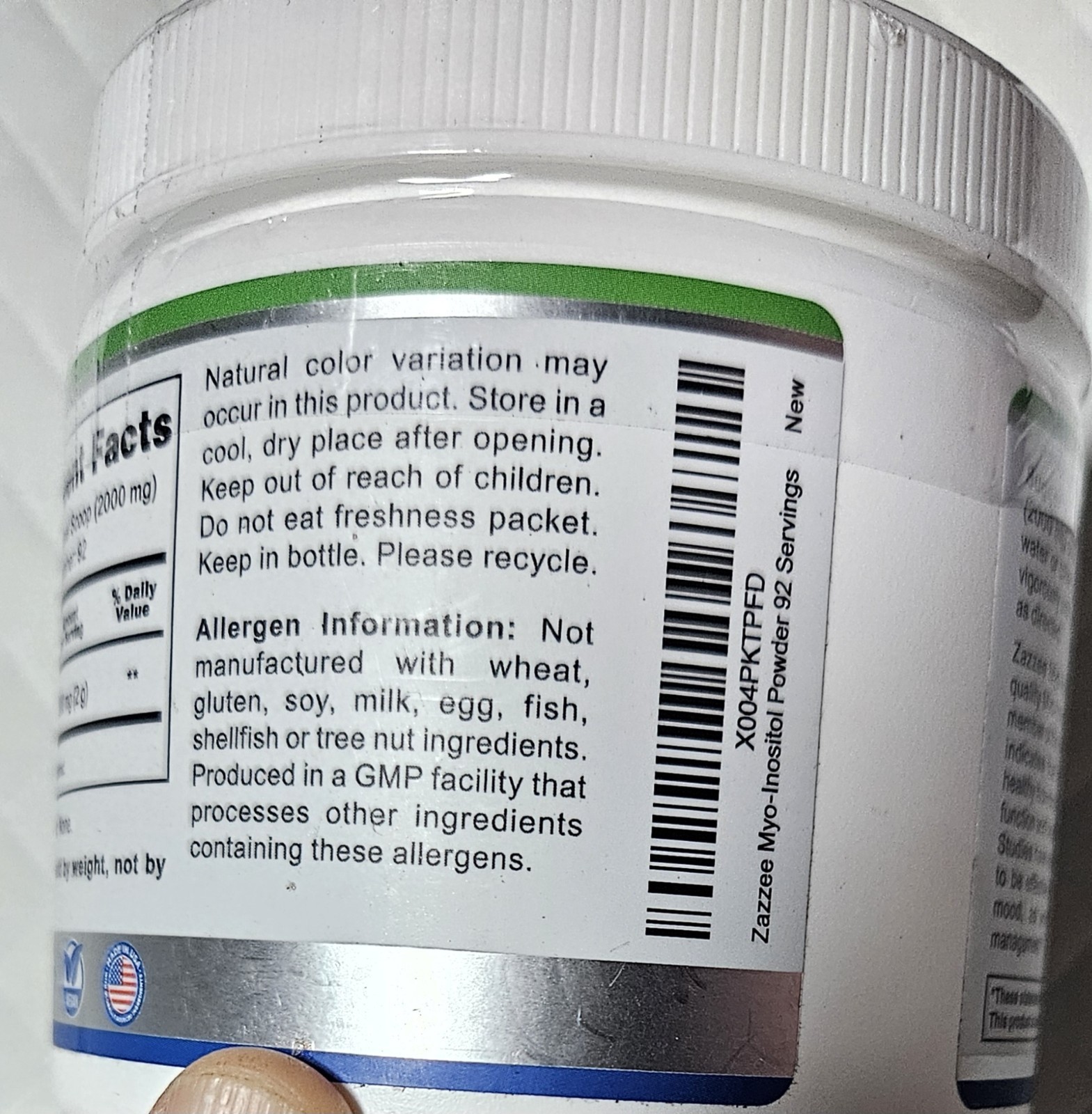 Myo-Inositol 2000mg Ovarian Support Unflavored Powder Dietary Supplement 6.5 oz