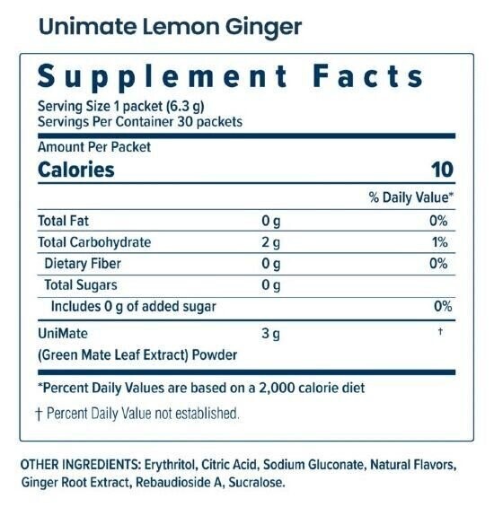 Unicity Feel Great Unimate Fasting System – 5 packs of Lemon Ginger Flavor