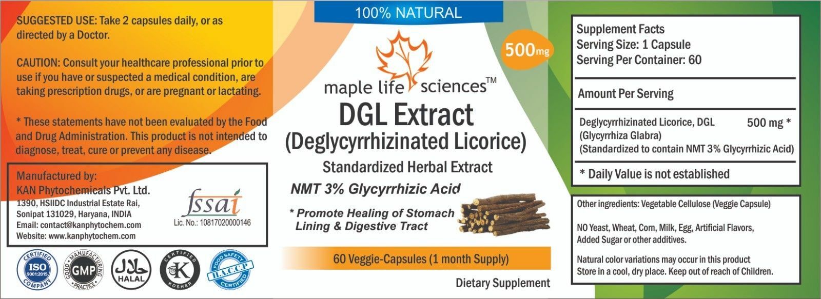Deglycyrrhizinated Licorice (DGL) Extract Capsules – 500mg – AU Stock