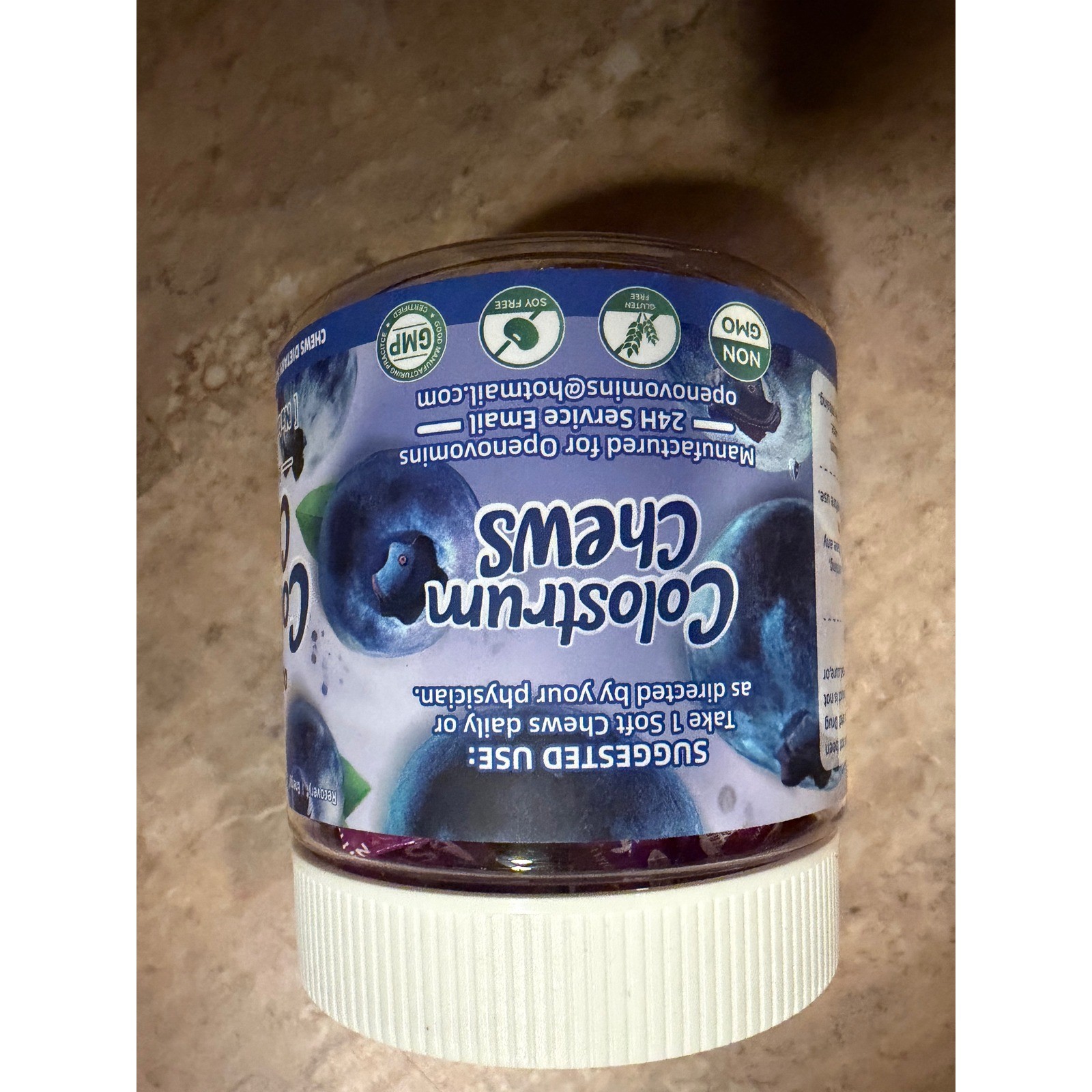 Openovomins Colostrum Chews 2000mg Blueberry Flavor 60 Soft Chews Probiotics