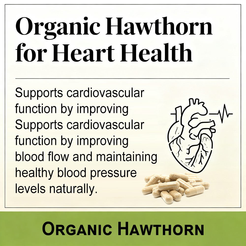 Organic Hawthorn Capsules Supports Heart Digestive Circulatory System Health