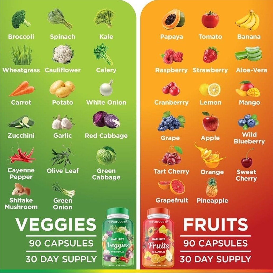 Superfood MD Nature’s Fruits + Nature’s Veggies Vegan Non-GMO 90 Capsules (2)