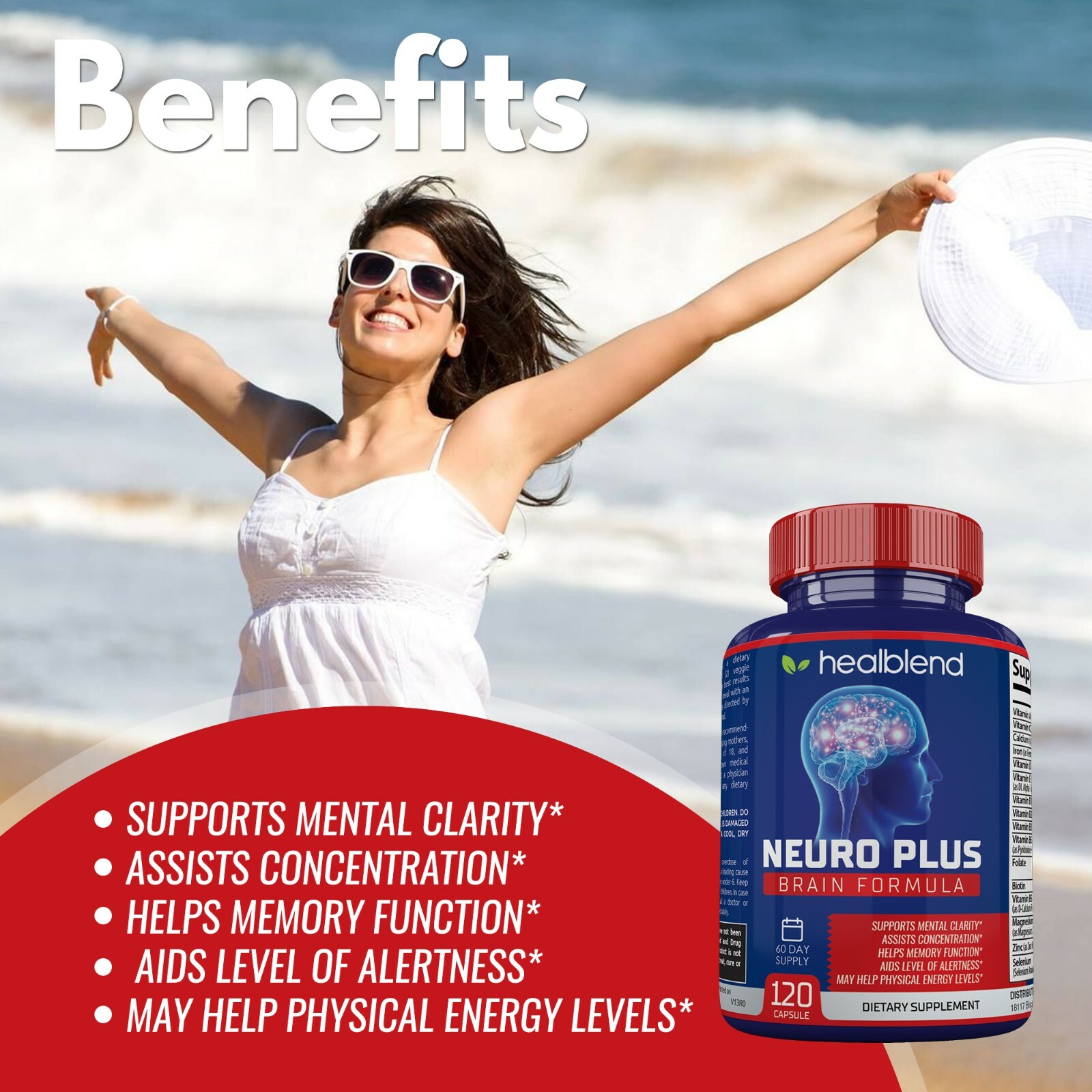 Neuro Plus Brain Booster Supports Memory Focus Concentration & Mental Clarity