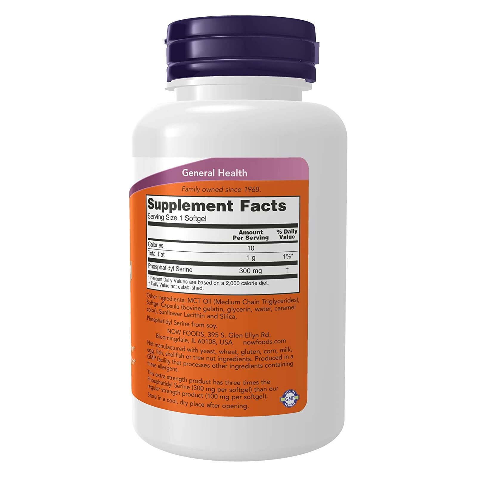 NOW Phosphatidyl Serine 300 mg Extra Strength, Cognitive Health, Memory & Brain