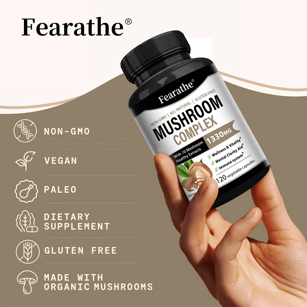 10x Mushroom Complex Supplement, Lions Mane, Reishi, Shiitake, Immune Capsule