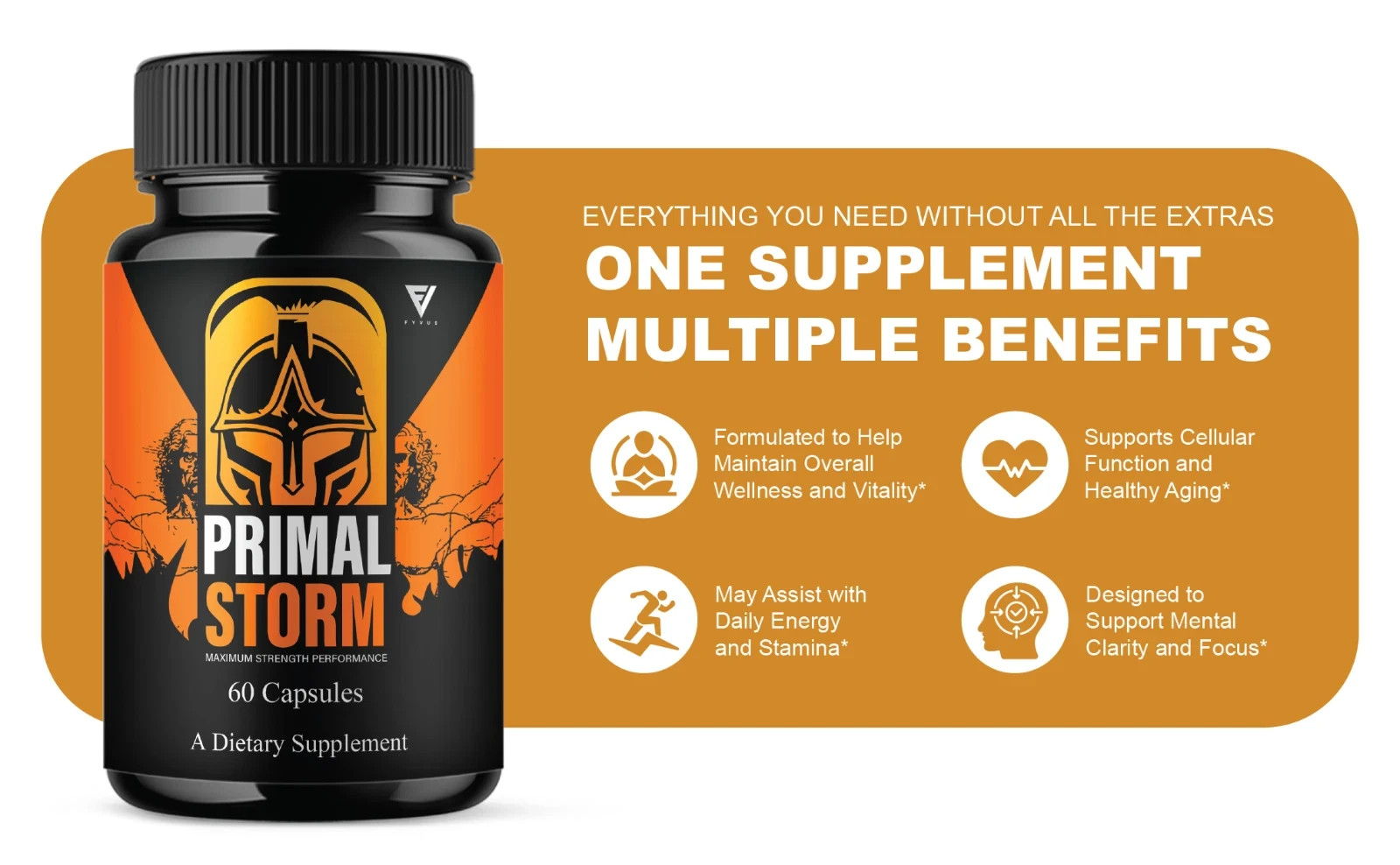 (5 Pack) Primal Storm Performance Support, PrimalStorm Capsules (300 Capsules)