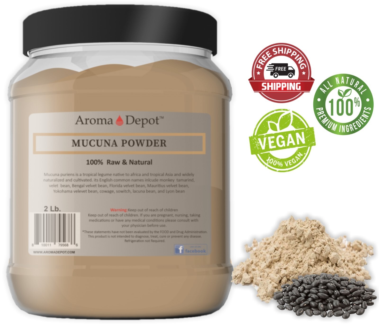 Mucuna Powder 5 lb. 100% Pure Natural Pruriens Bean Haba del Terciopelo en Polvo