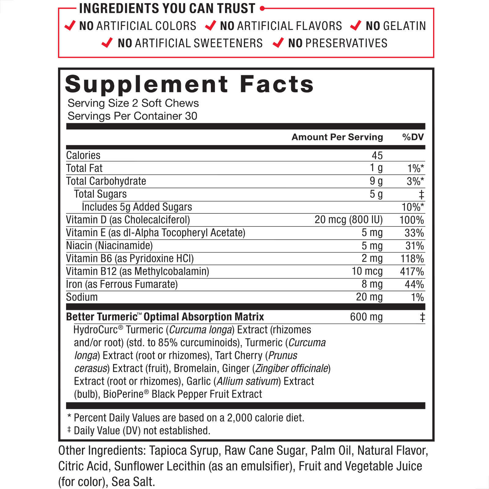 Force Factor Better Turmeric Soft Chews Curcumin Supplement for Joint Health