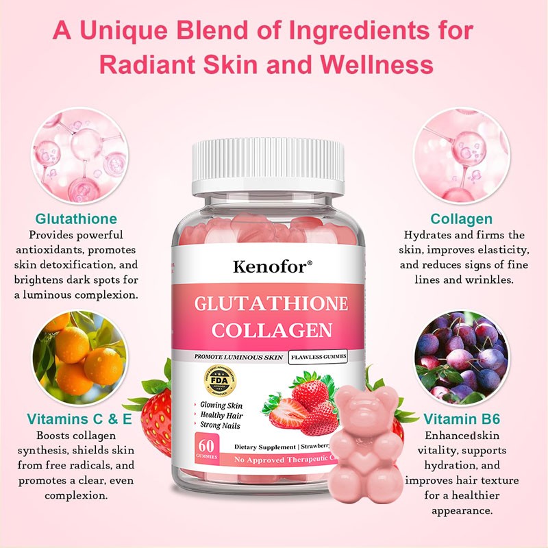 Glutathione Collagen Gummie-200mg Glutathione&Vitamins for Radiant,Youthful Skin