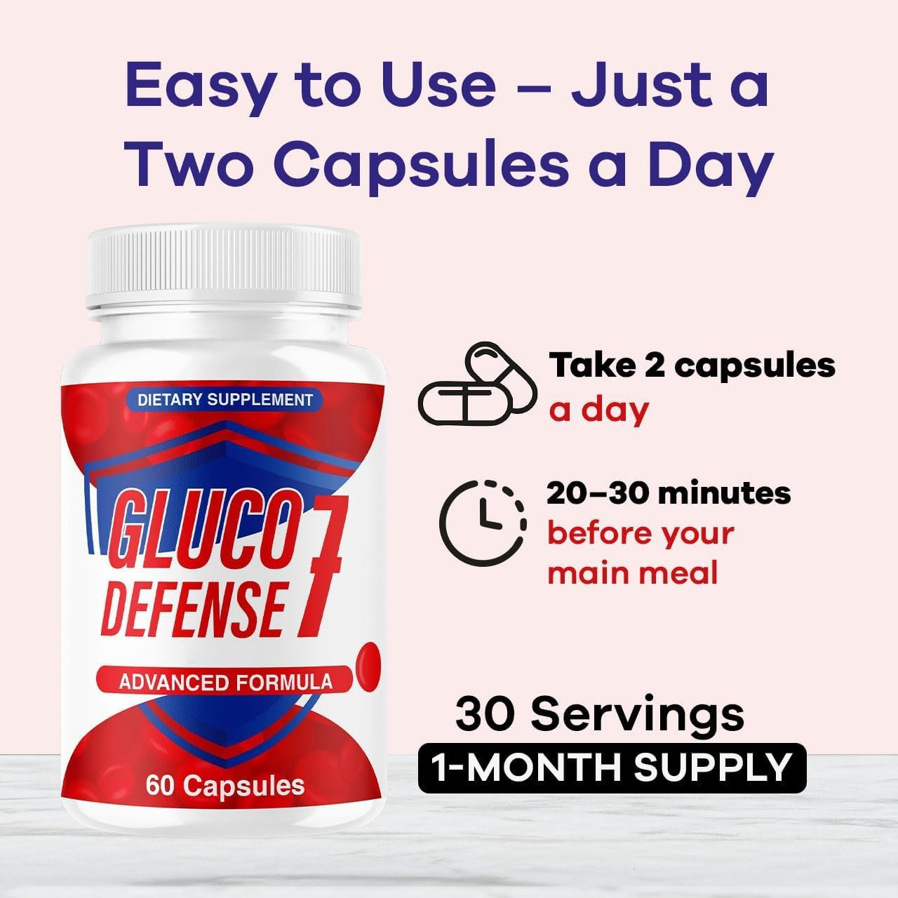 GlucoDefense Blood Sugar Support 7-in-1 Supplement Capsules 3 Pack 180Ct