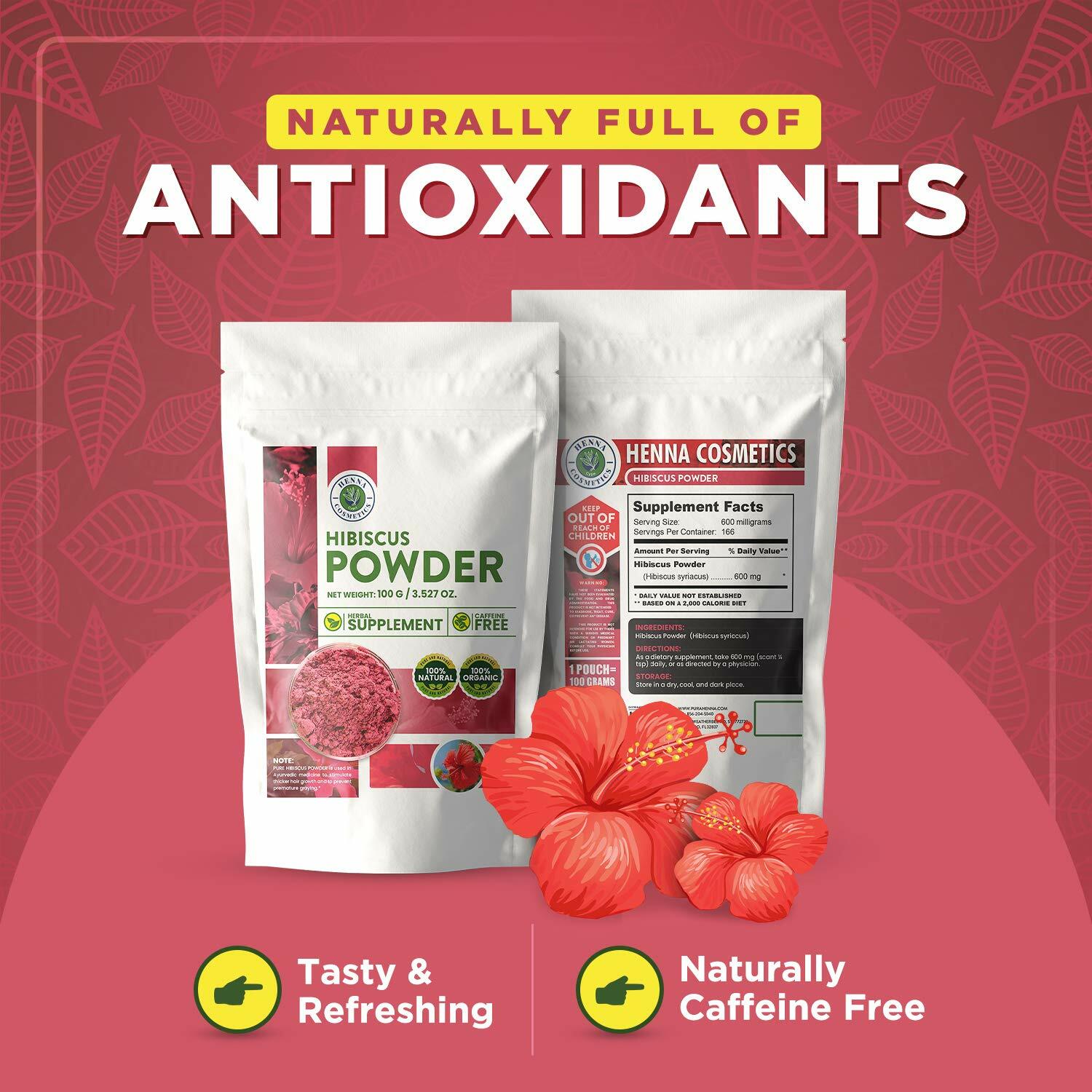 Hibiscus Powder for Tea Skin & Hair Moisturizer 100 Grams/3.5 Oz | 100% Natural