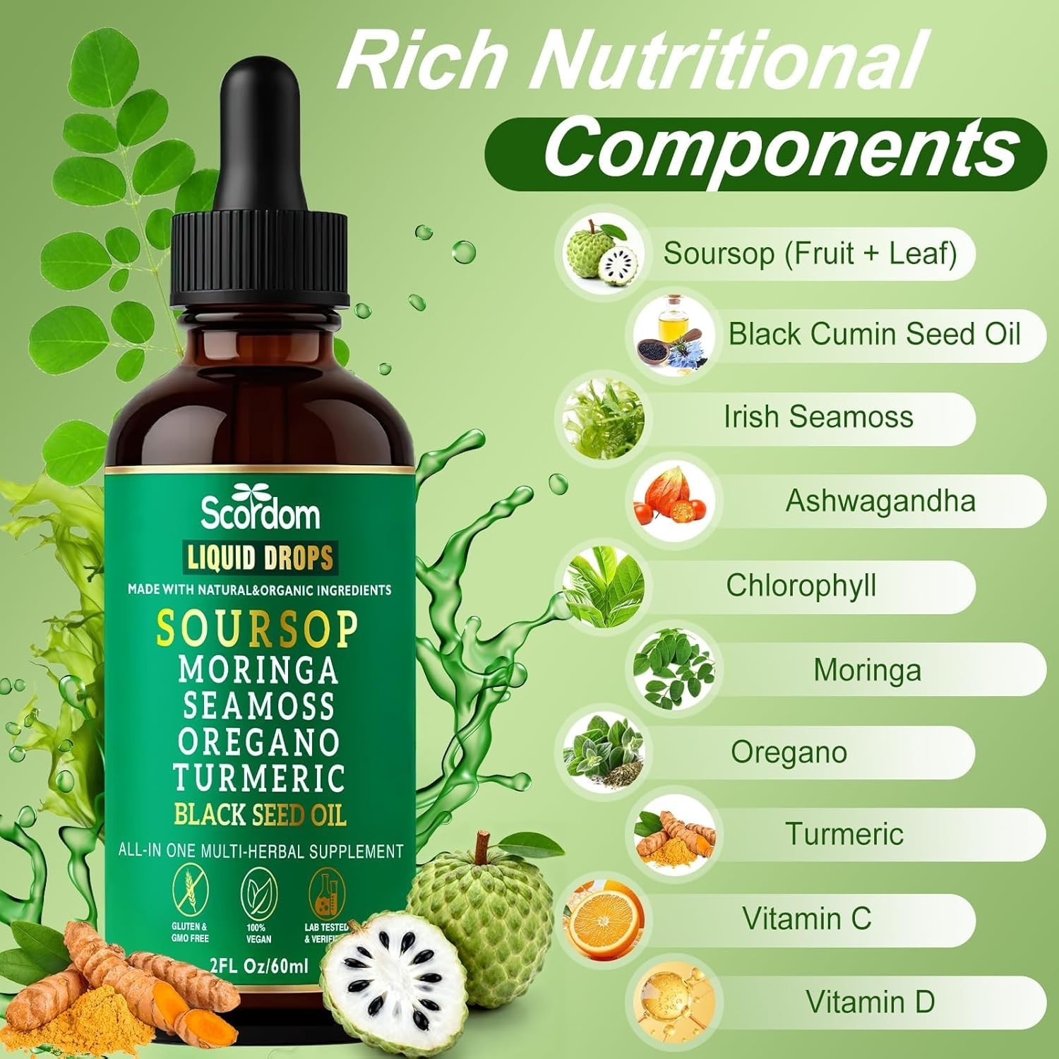 Soursop Bitters Liquid Drops, All in One Supplement Supports Wellness 2fl oz