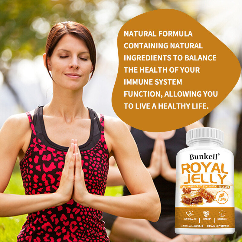 Royal Jelly Capsules 1995mg Equivalent,Heart,Immune & Skin Support, 120 Veg Caps