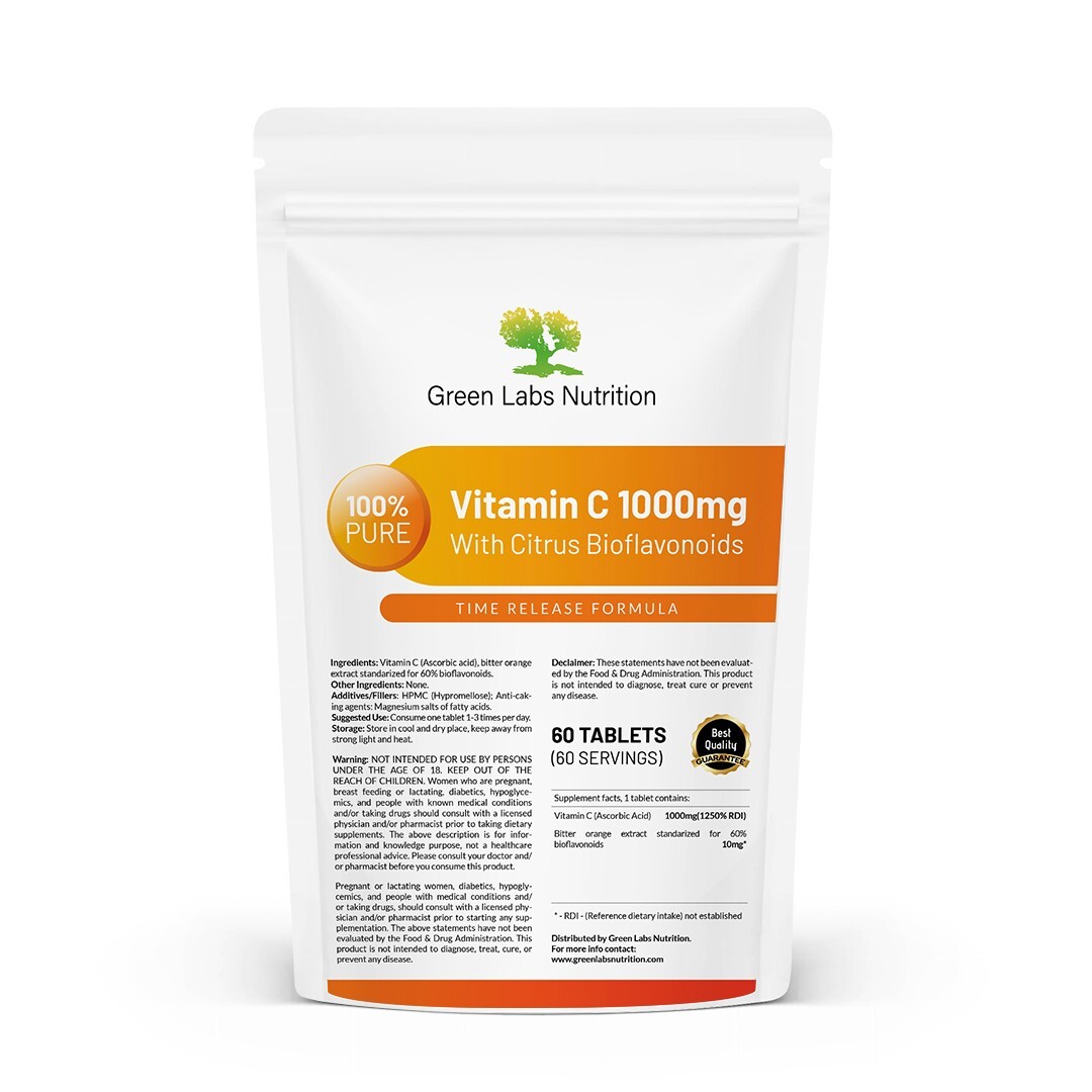 Vitamin C 500mg + Resveratrol, Rose Hips & Bioflavonoids Tablets – Healthy Aging