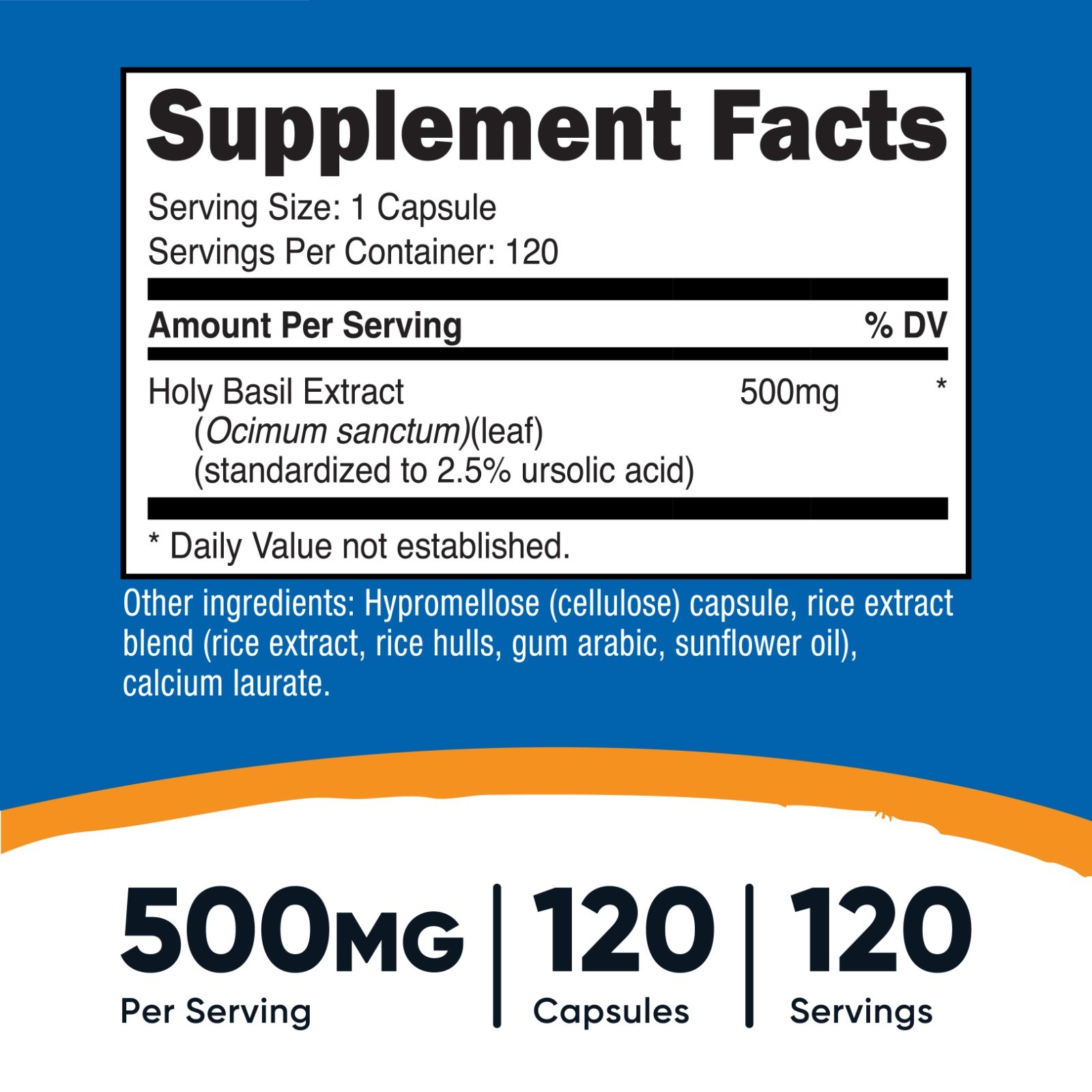 Nutricost Holy Basil Capsules 500mg Per Serving (120 Vegetarian Capsules)