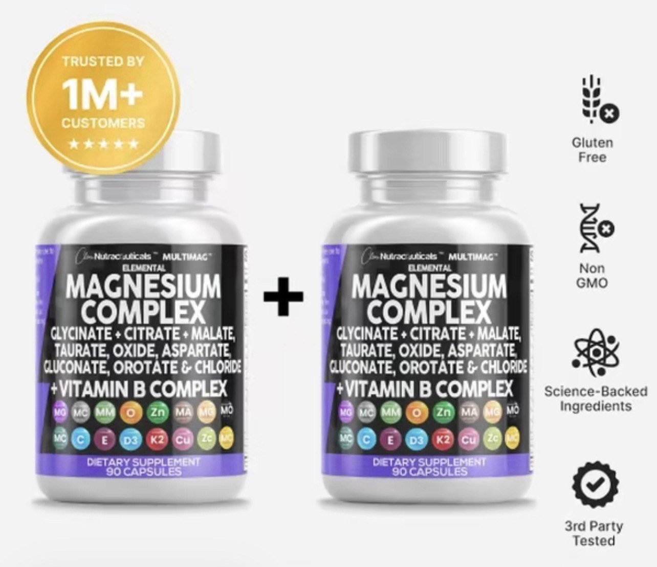 Clean Nutraceuticals Magnesium Complex Glycinate Citrate Malate Taurate 90 Caps