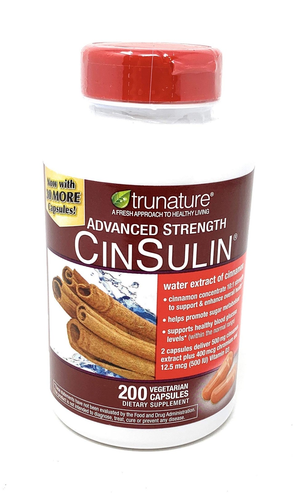 trunature Advanced Strength CinSulin 500mg., 200 100 Count (Pack of 2)
