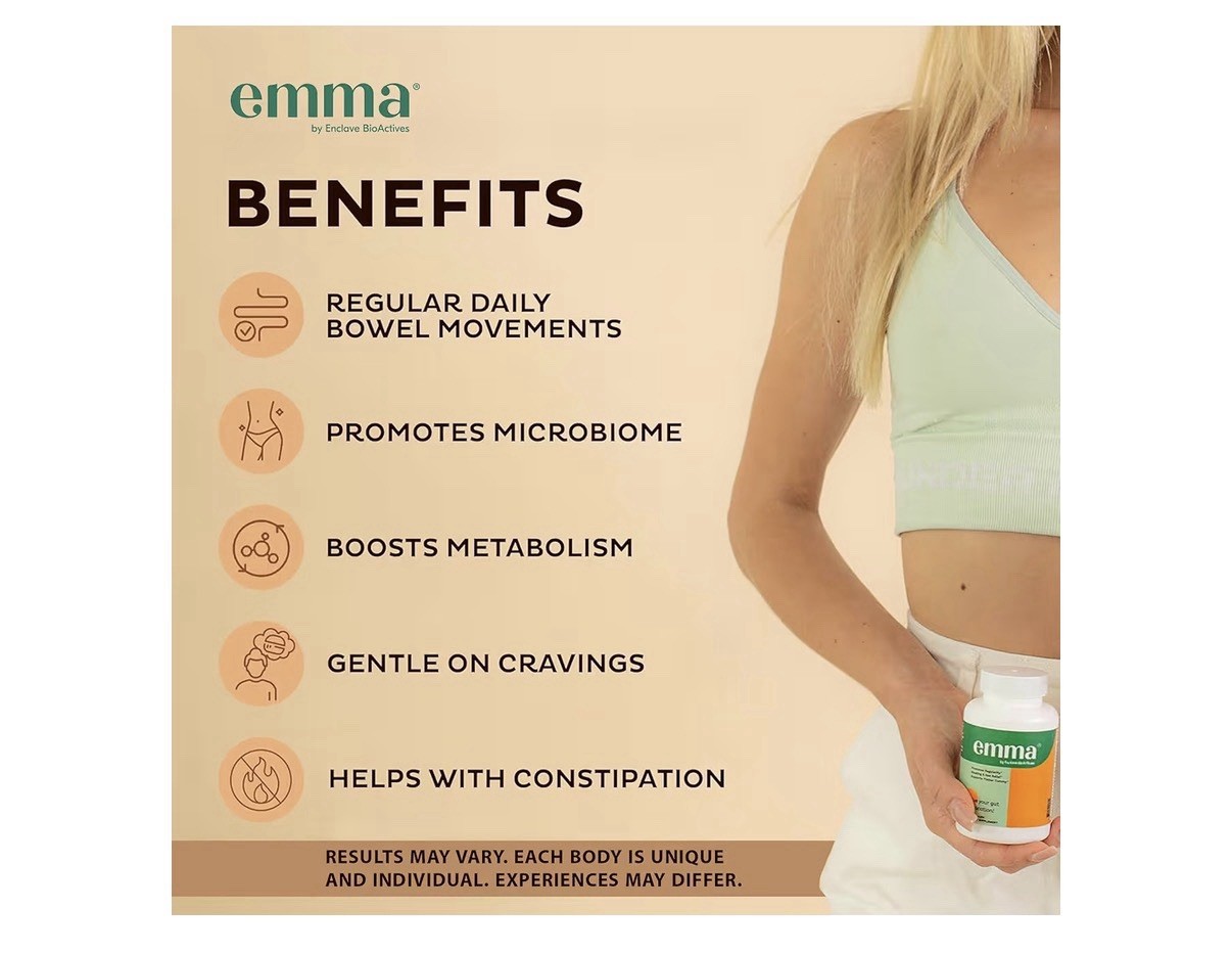 Emma Bloating & Gas Relief Supports Flatter Tummy by Enclave BioActives 60 Caps