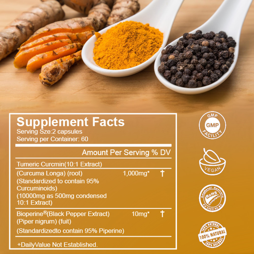 Turmeric Curcumin 10000mg With Bioperine superior Absorption 120 capsules