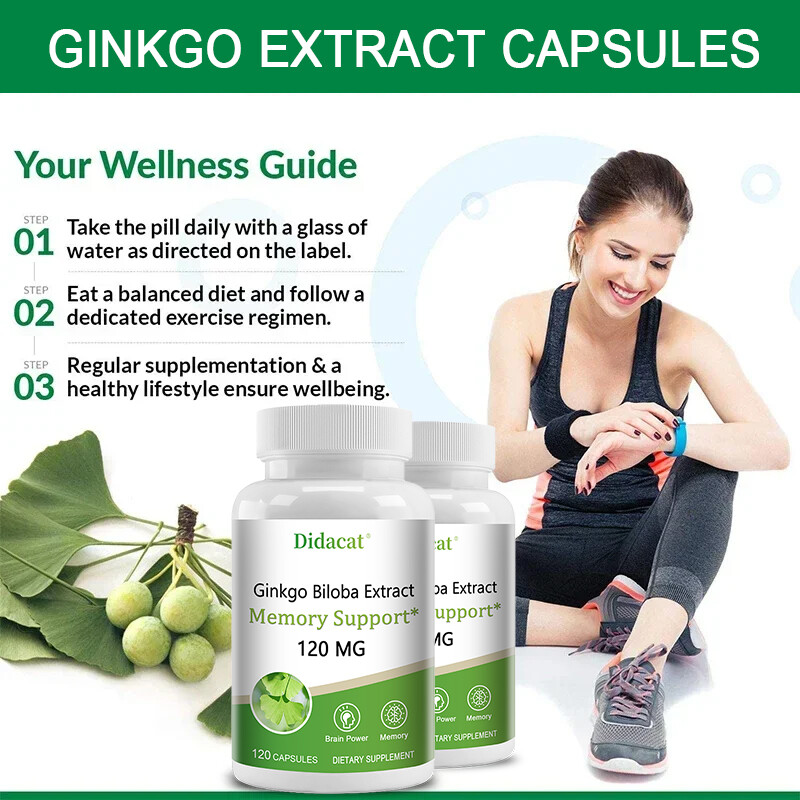Ginkgo Biloba Extract 120mg Vegan Capsules – Brain Booster Gluten Free & Non-GMO