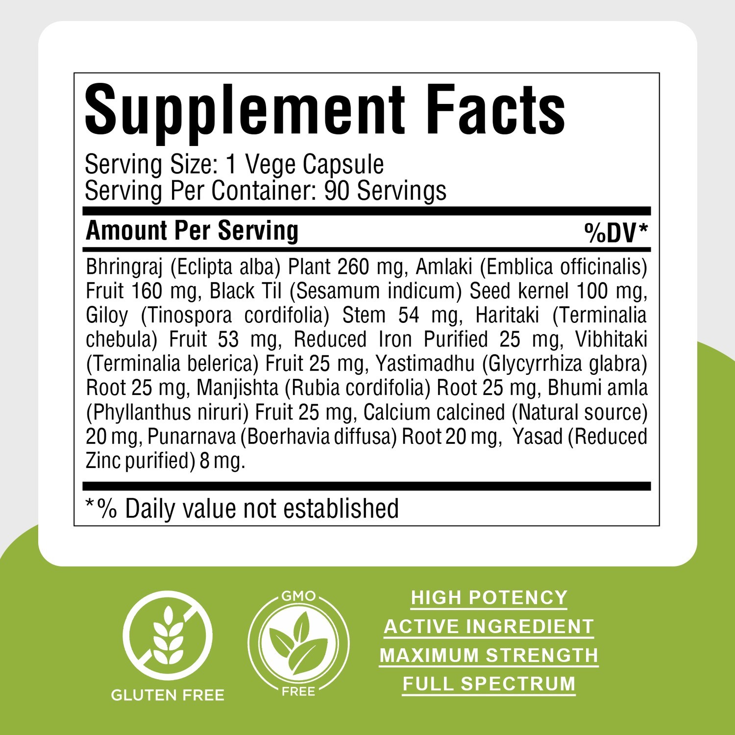 Hair Health (For Support Hairs) (Herbal Supplement) 120 Vege Capsules,800mg Each
