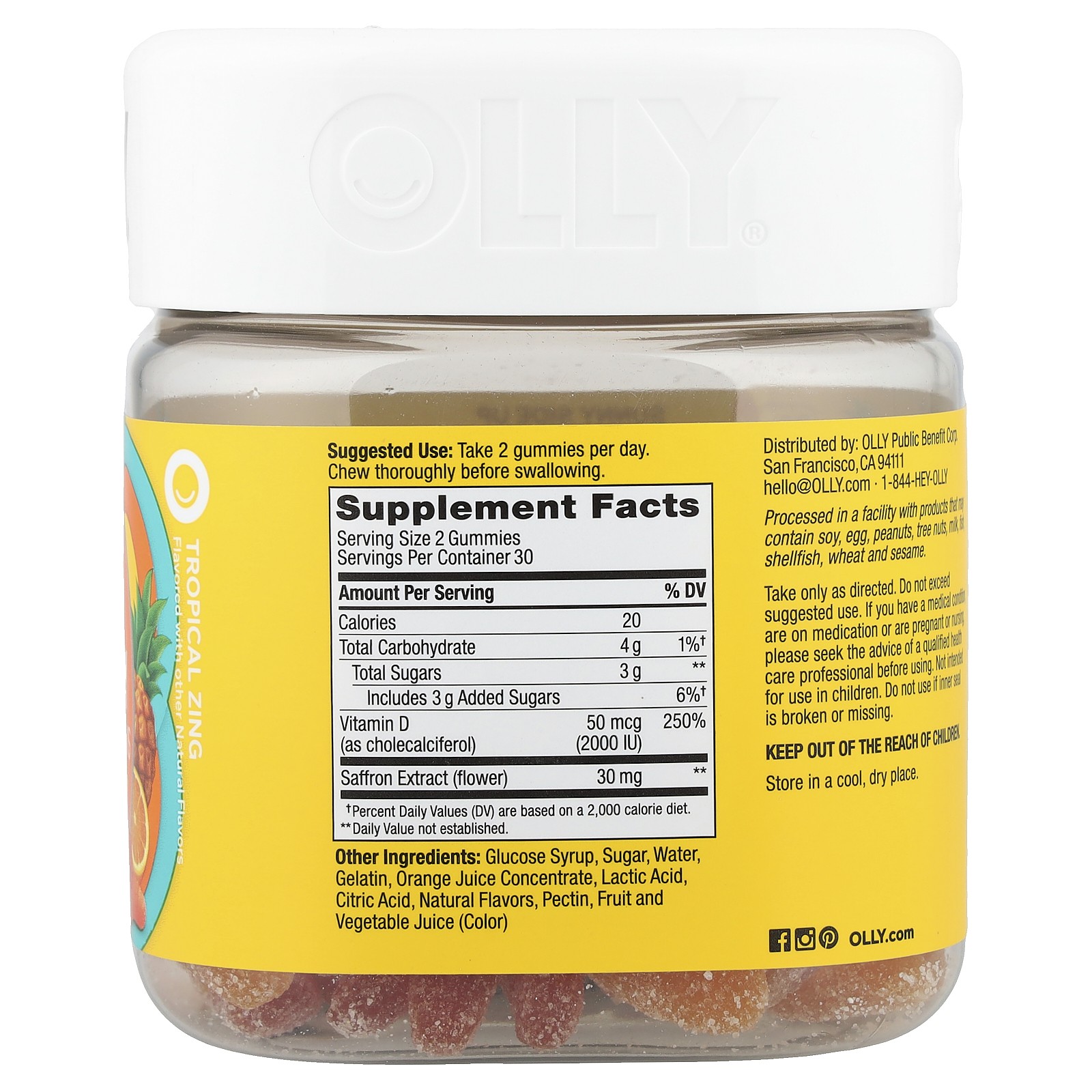 Hello Happy, Gummy Worms, Tropical Zing, 60 Gummies