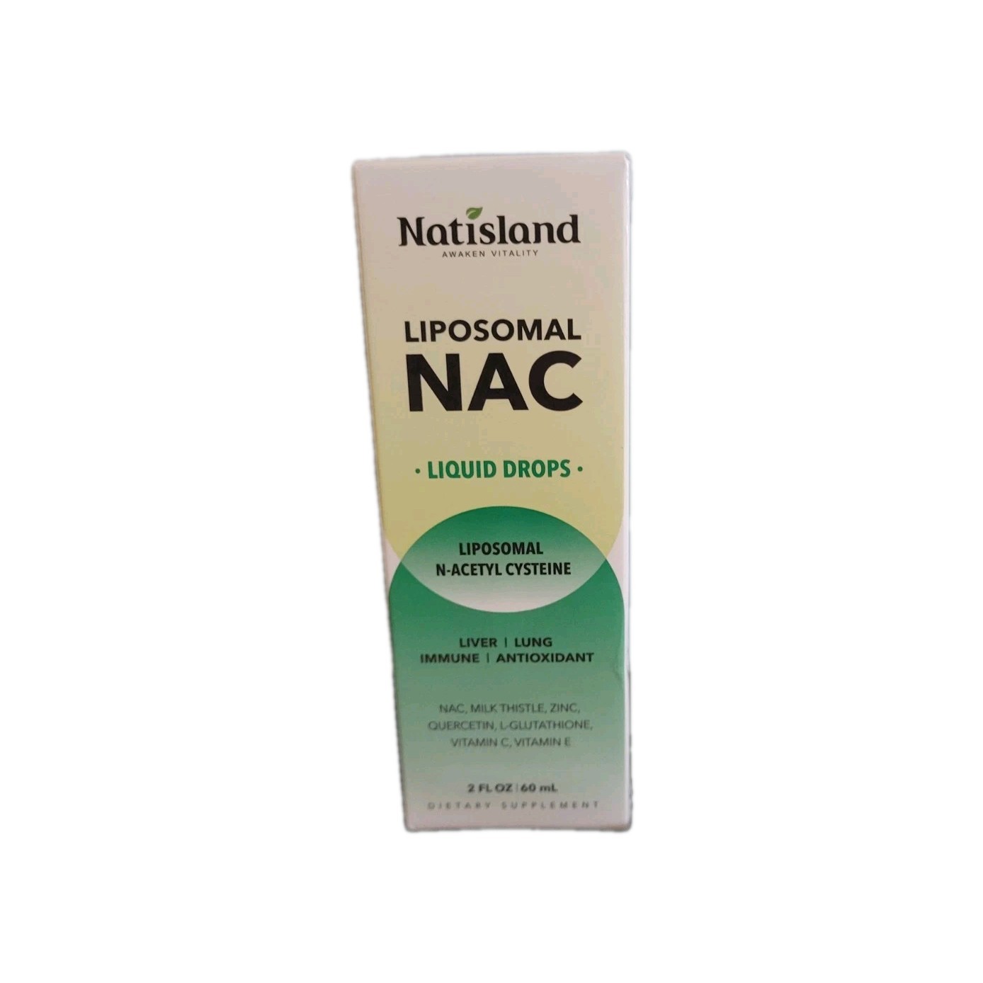 Natisland Liposomal NAC Liquid Drops 2 oz Sealed Exp 11/2027 Vegan GMP