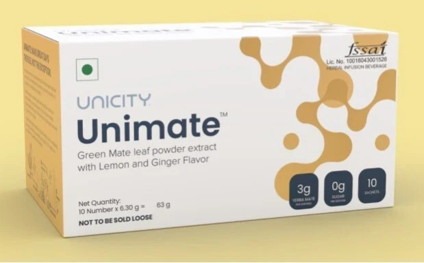 UNICITY Unimate Dietary Supplement Lemon Ginger Flavor Drink 30 Sachets