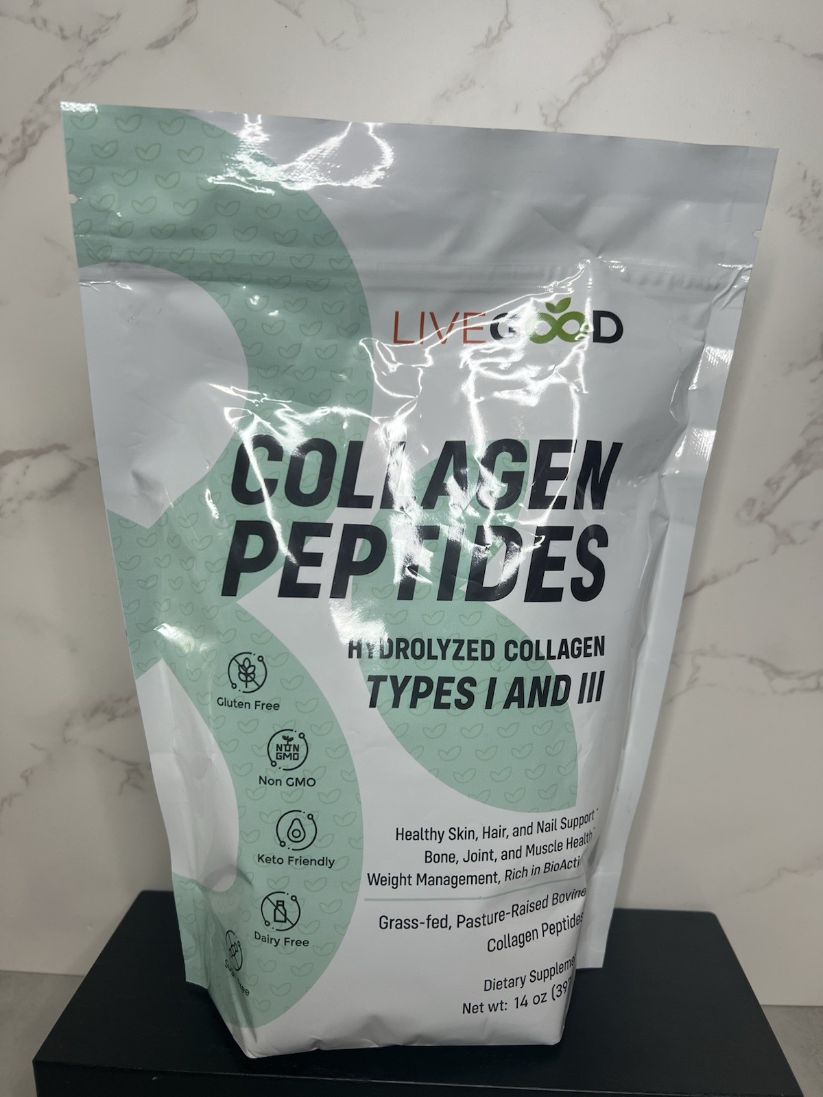 LiveGood Collagen Peptides Types I & III Unflavored 14 oz Exp 09/2026