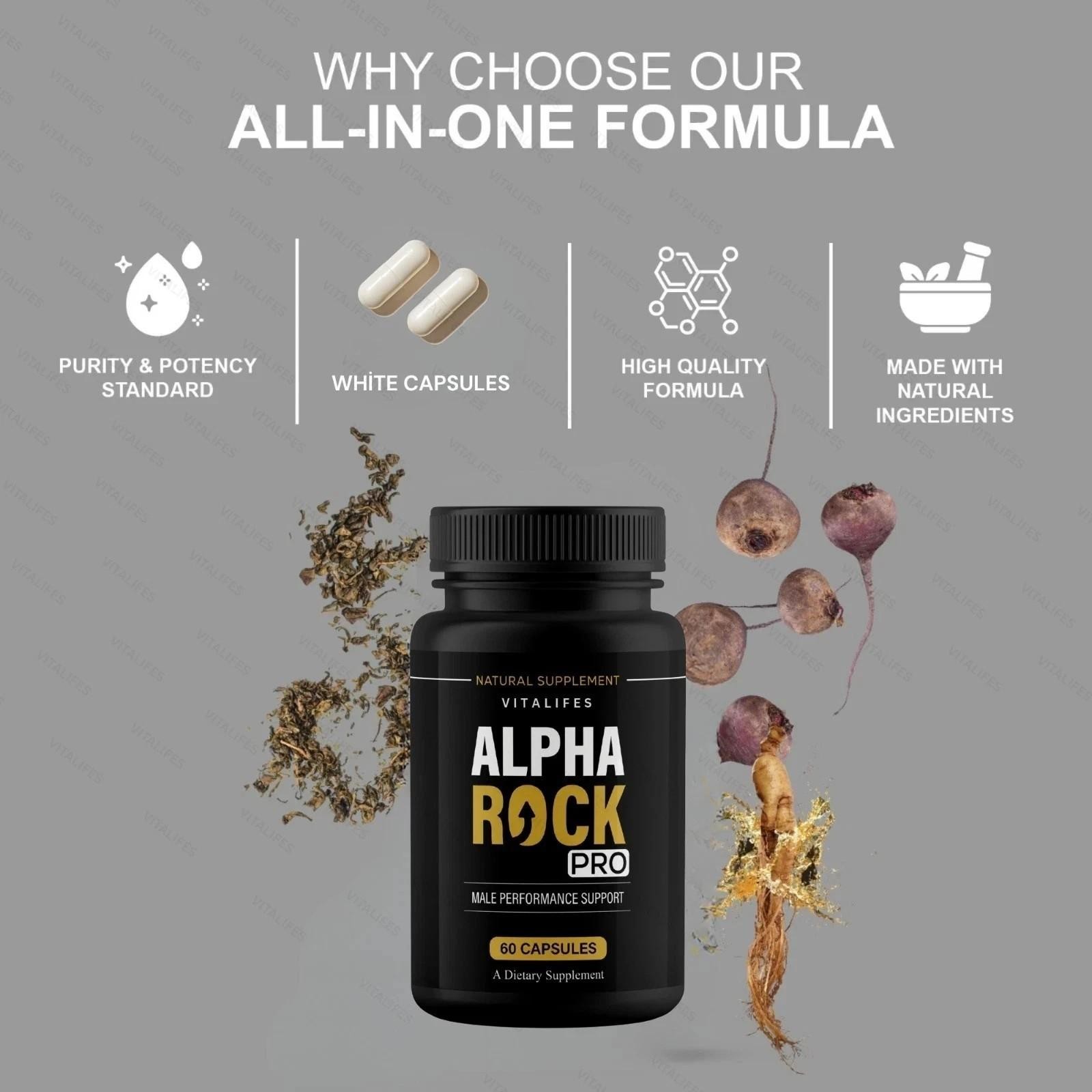 Alpha Rock Pro Pills, Alpha Rock Performance Supplement (60 Capsules)