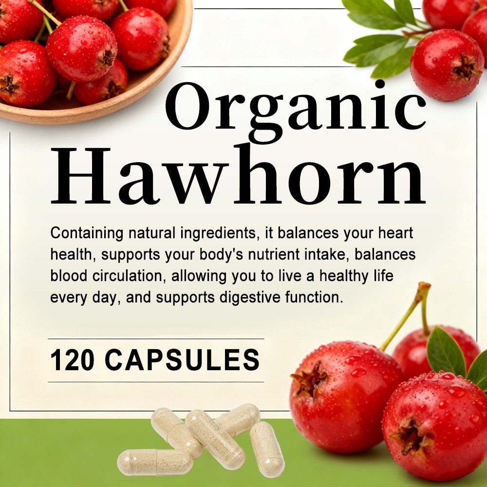 Organic Hawthorn Capsules Supports Heart Digestive Circulatory System Health