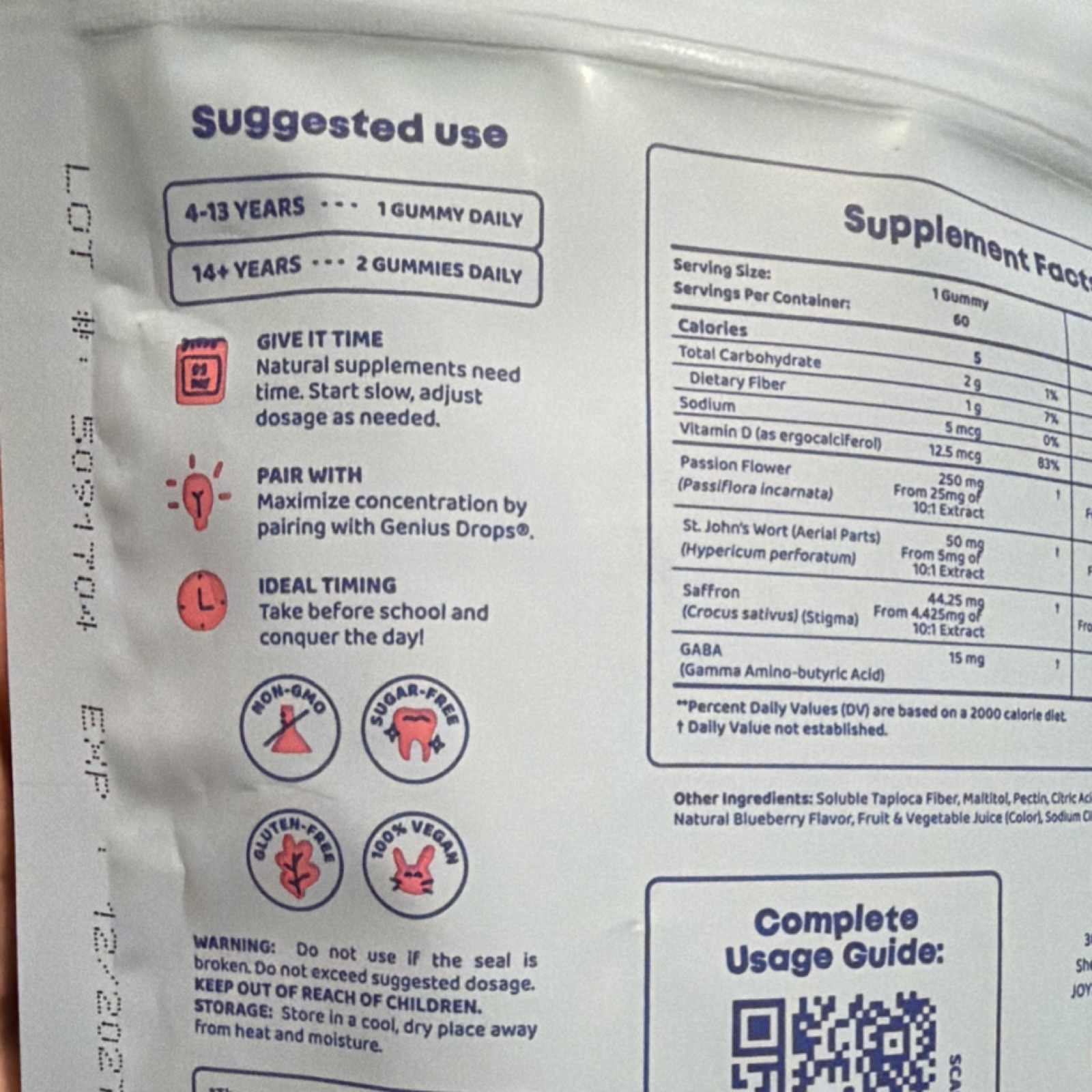 JoySpring Mood Munchies Saffron Gummies Mood Focus 60 Ct Exp 12/2027