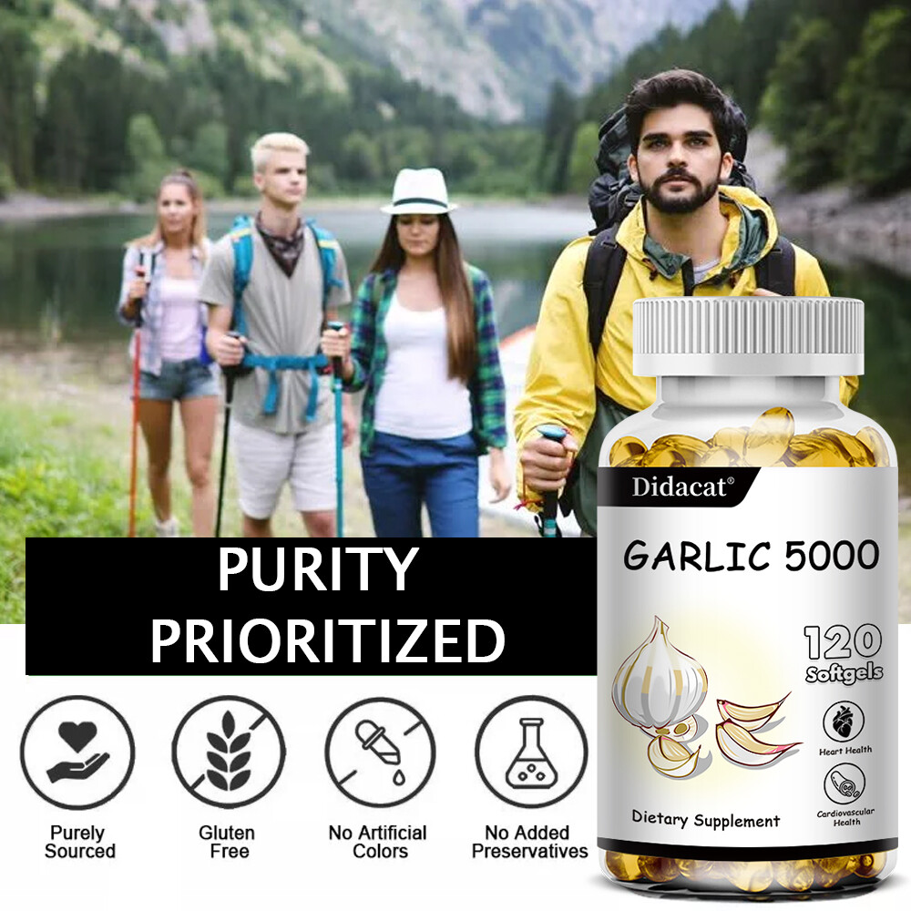 Garlic Fresh Extract 5000 mg Cholesterol Health supp Antioxidant Pills gel