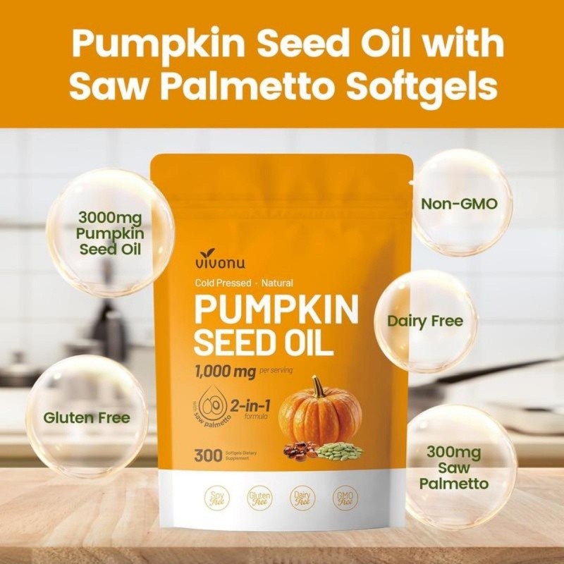 Pumpkin Seed Oil Saw Palmetto 3000 mg – Bladder Health, Immune Support 300 Pills