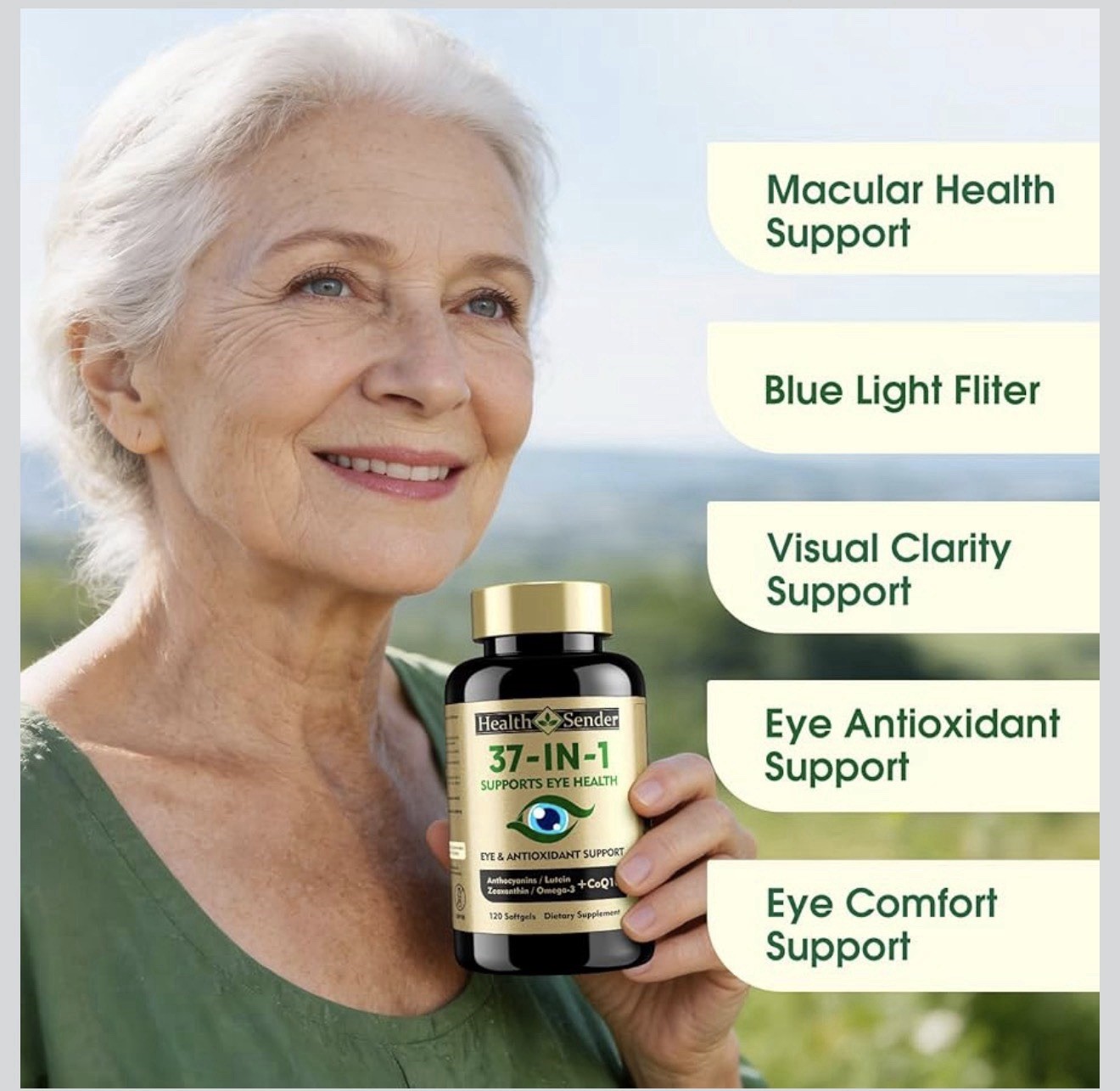 Health Sender 37-in-1 Eye & Vision Health + Antioxidant Support Softgels 120 Ct